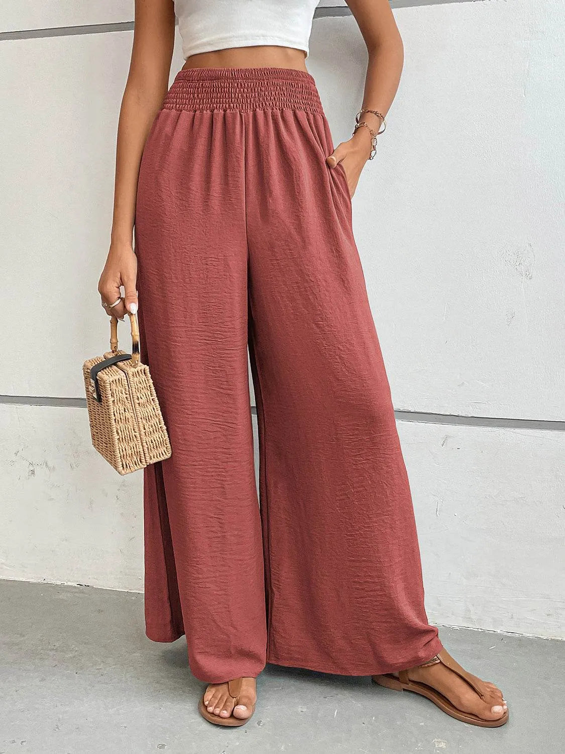 Perfee Wide Leg Pants with Pockets - Bona Fide Fashion