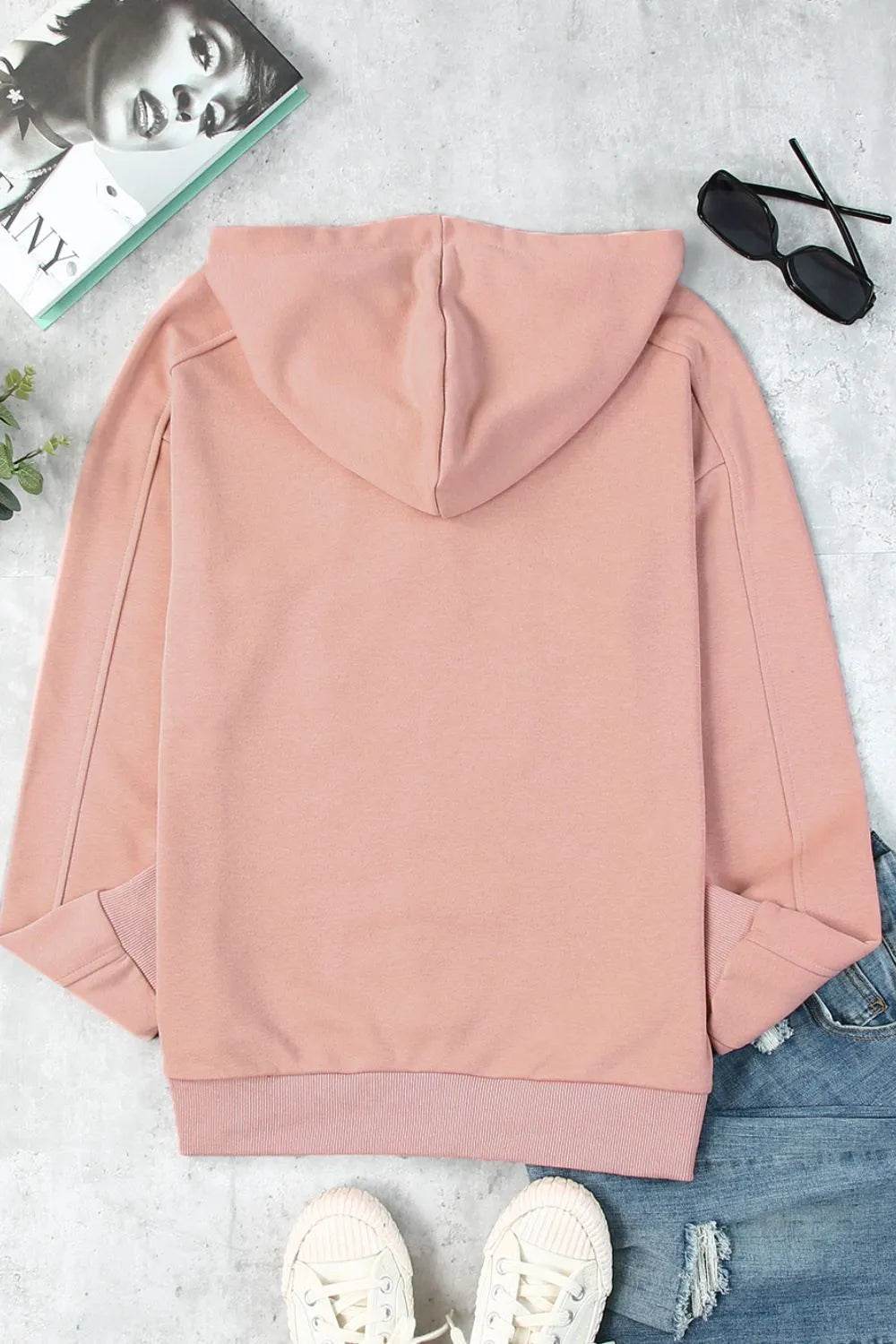 Lace Up Long Sleeve Hoodie - Bona Fide Fashion