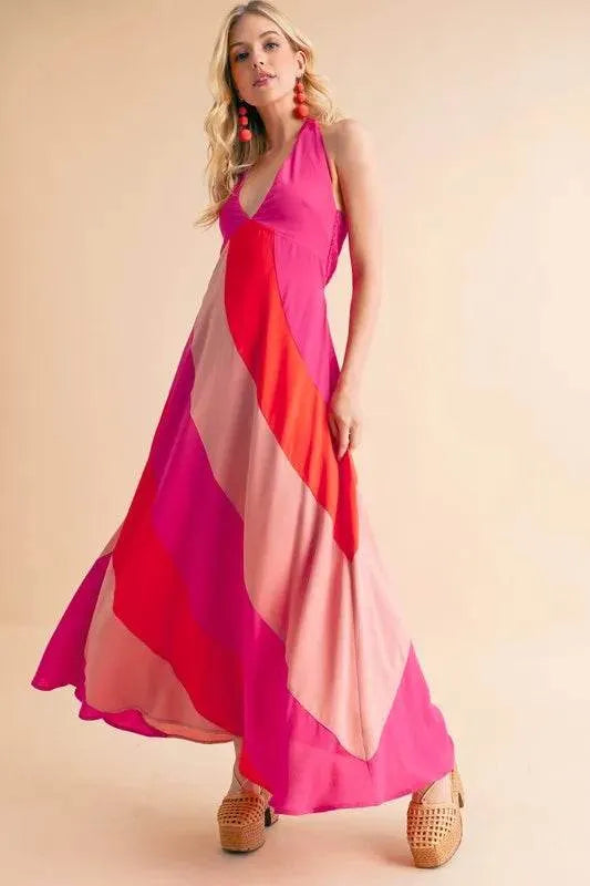 Aemi+Co Color Block Sleeveless Maxi Dress - Bona Fide Fashion