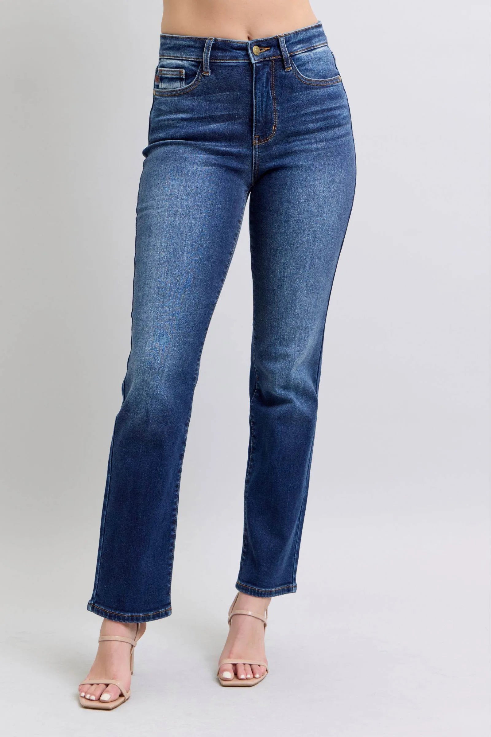 Judy Blue Full Size Washed Straight Leg Jeans with Pockets - Bona Fide Fashion