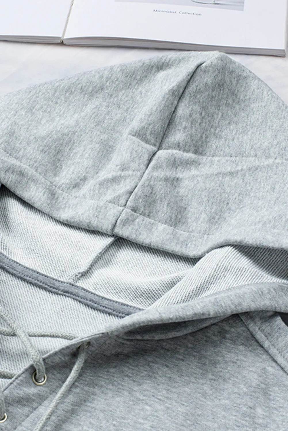 Lace Up Long Sleeve Hoodie - Bona Fide Fashion
