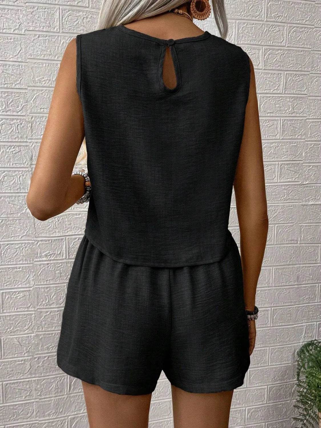 Round Neck Sleeveless Top and Shorts Set - Bona Fide Fashion