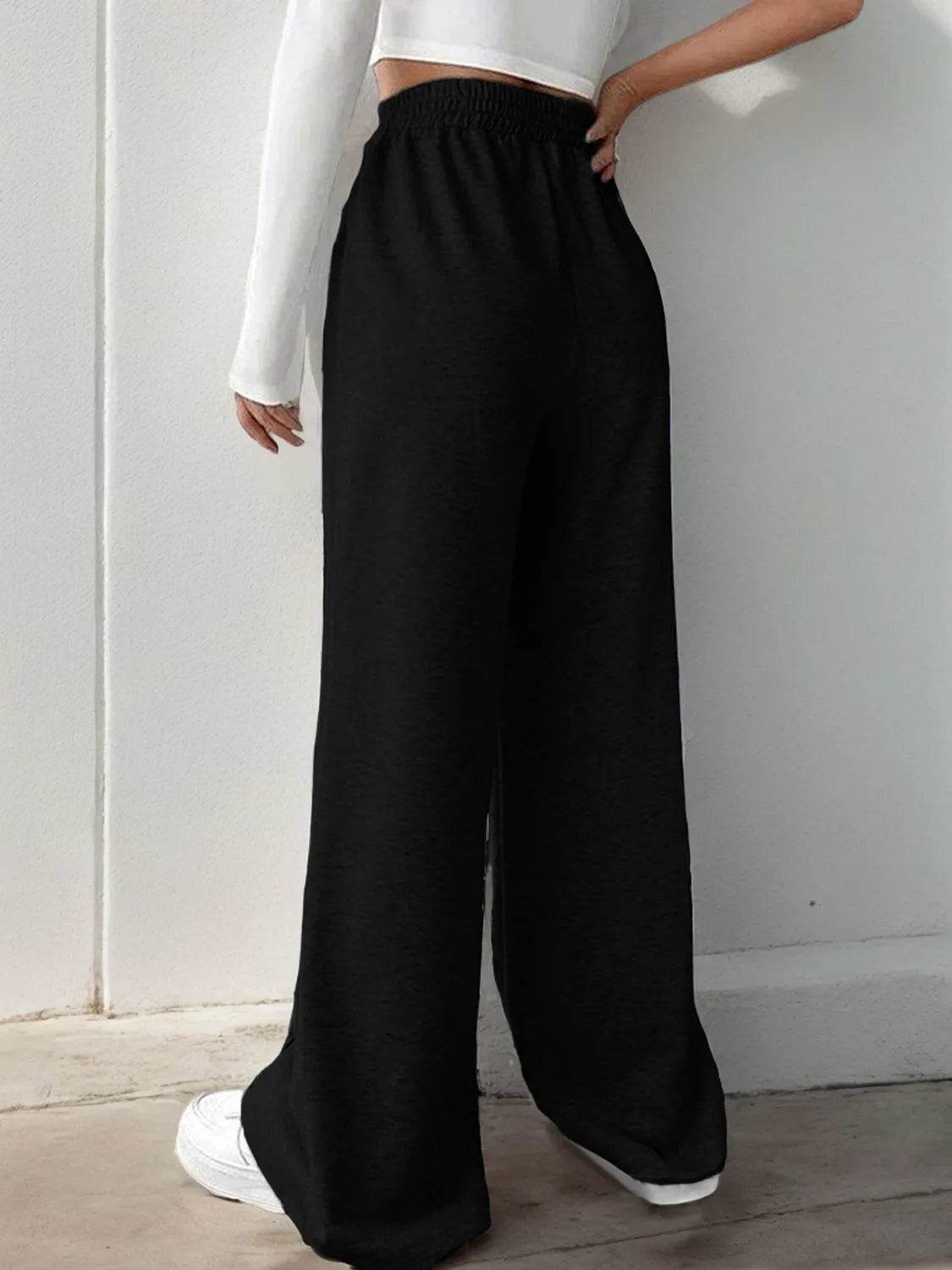 Elastic Waist Wide Leg Pants - Bona Fide Fashion