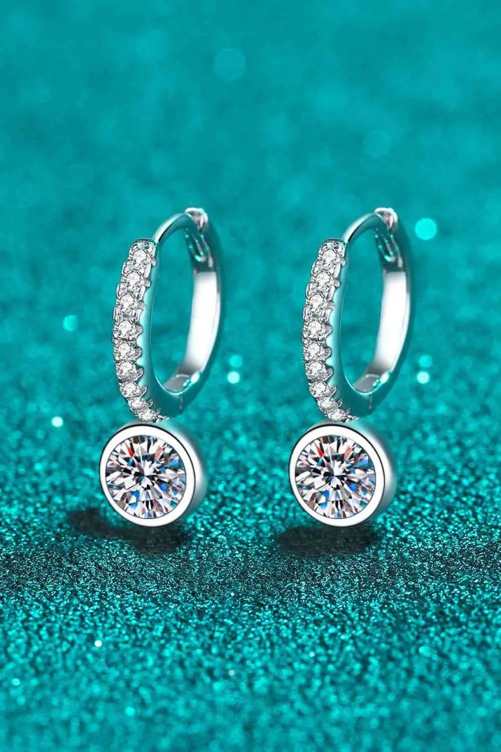 1 Carat Moissanite Rhodium-Plated Drop Earrings - Bona Fide Fashion