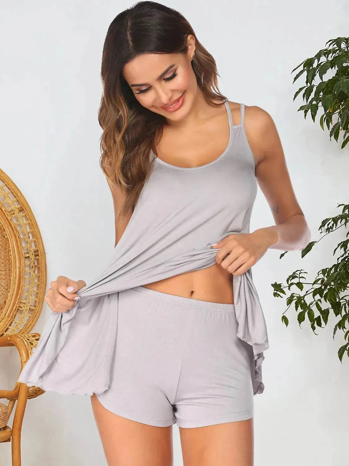 Scoop Neck and Shorts Lounge Set - Bona Fide Fashion