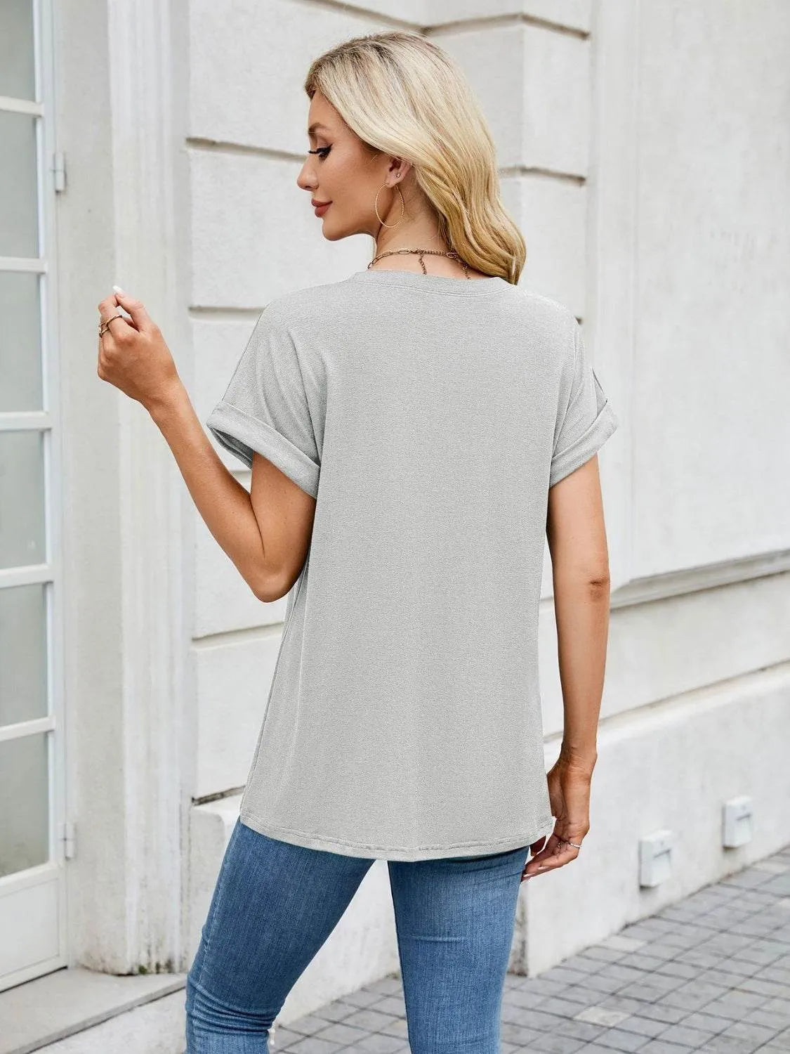 Florira Round Neck Short Sleeve T-Shirt - Bona Fide Fashion