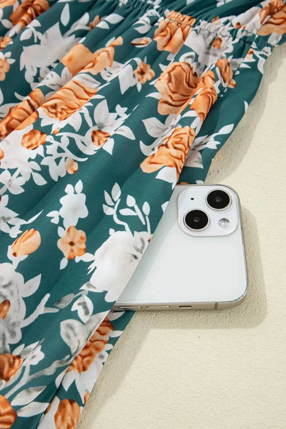 Floral Print Trimmed V Neck Tie Waist Sleeveless Dress - Bona Fide Fashion