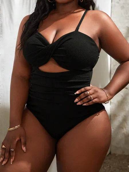 Women's Twist Front Cut Out Ruched Swimsuit H8SMEUBAH6 - Bona Fide Fashion