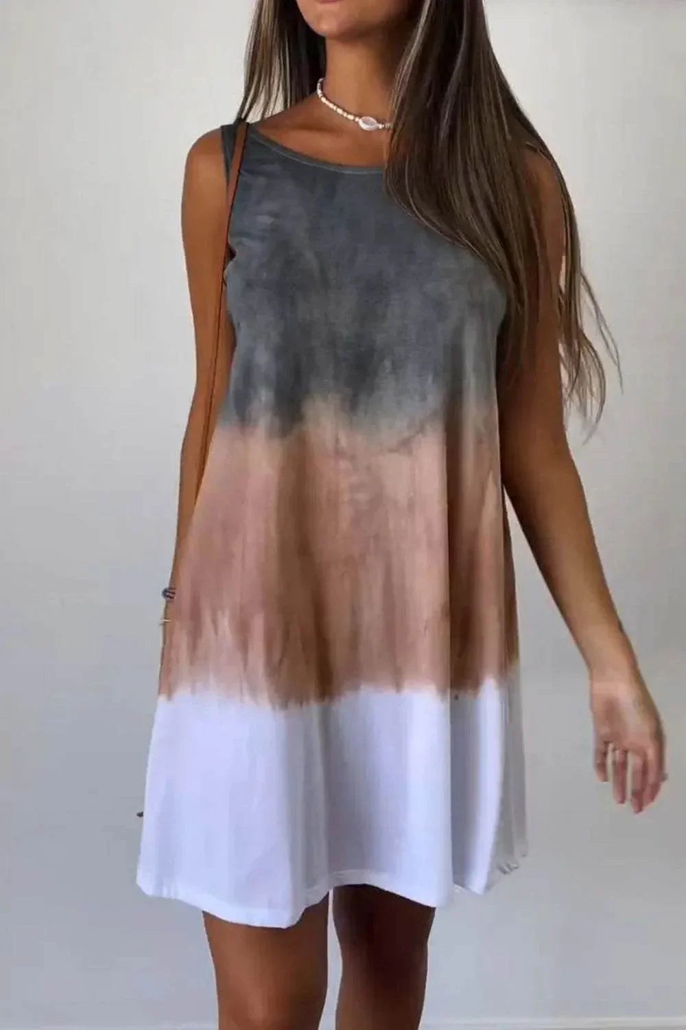 Full Size Tie-Dye Sleeveless Mini Tank Dress Plus Size - Bona Fide Fashion