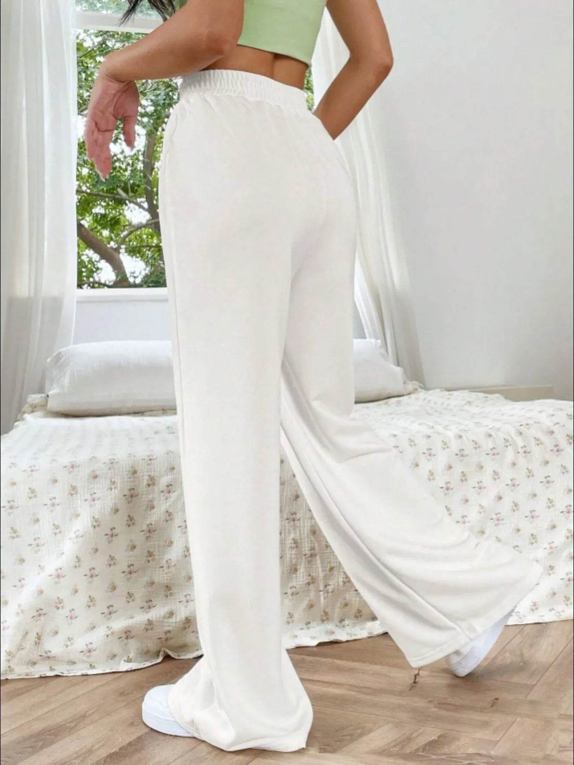 Elastic Waist Wide Leg Pants - Bona Fide Fashion