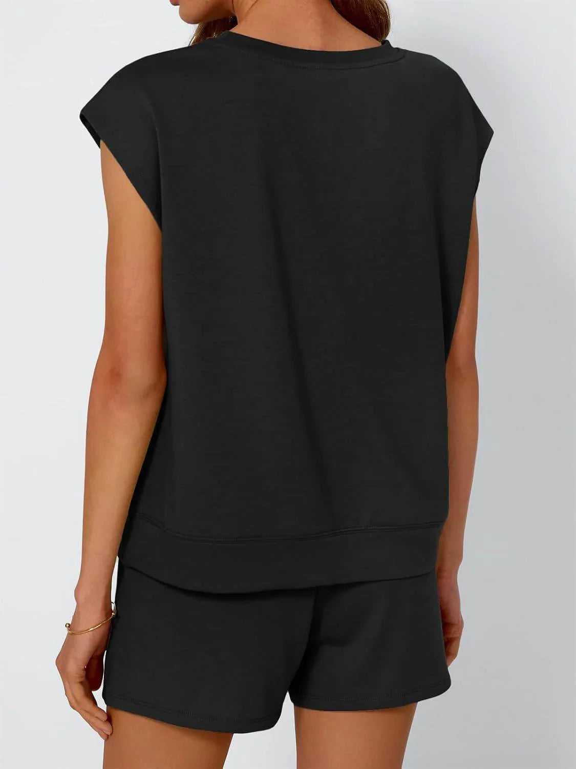 Round Neck Cap Sleeve Top and Shorts Set - Bona Fide Fashion