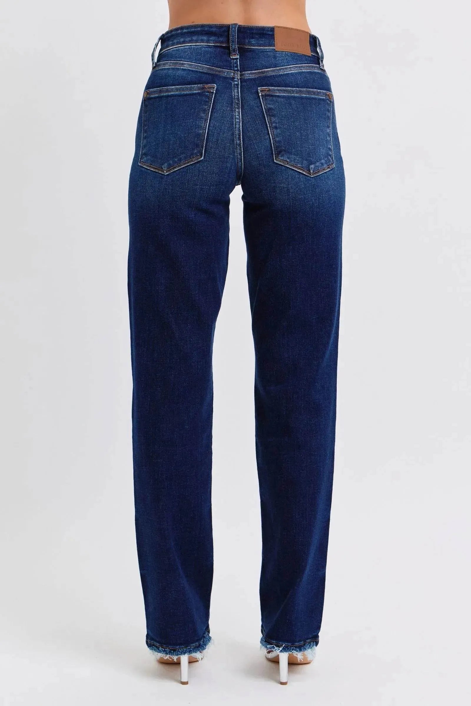 Judy Blue Full Size Raw Hem Straight Leg Jeans - Bona Fide Fashion