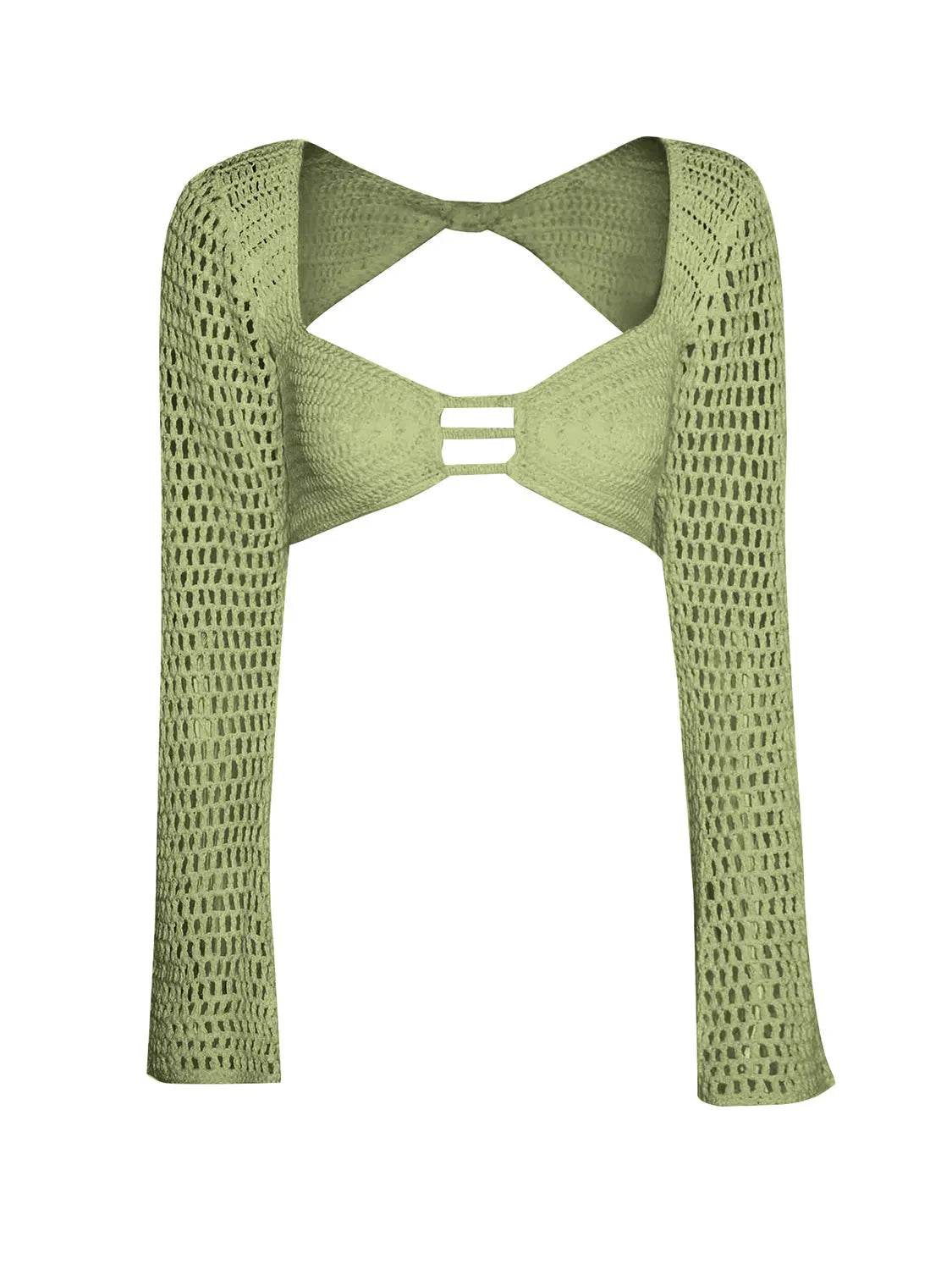 Tied Long Sleeve Top and Skirt Cover Up Set - Bona Fide Fashion