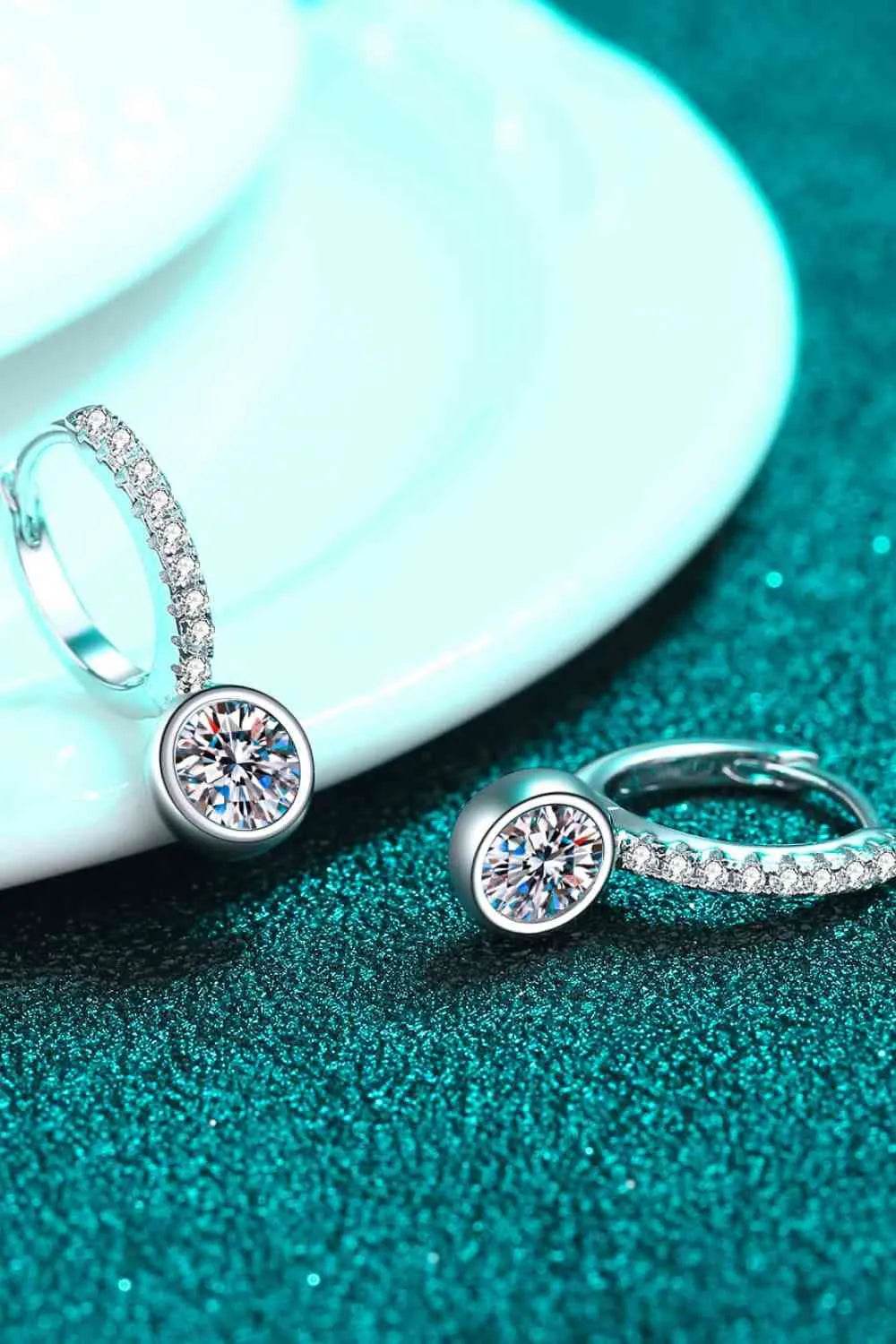 1 Carat Moissanite Rhodium-Plated Drop Earrings - Bona Fide Fashion