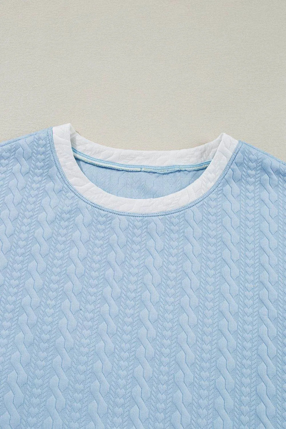 Textured Contrast Edge Top and High Waist Pants Set – Chic 2-Piece Outfit for Women - Bona Fide Fashion