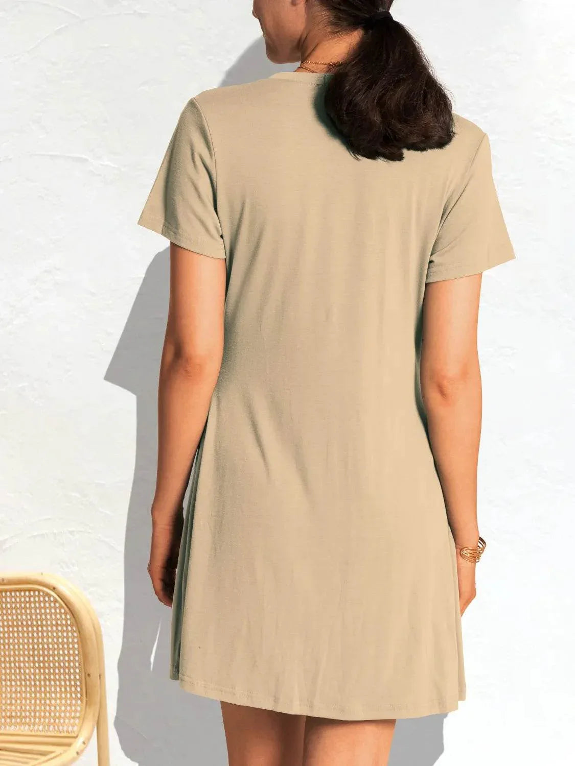 Ruched Short Sleeve Mini Tee Dress - Bona Fide Fashion