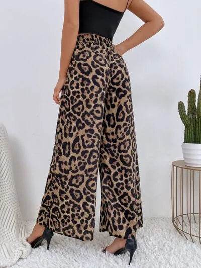 Printed Elastic Waist Wide Leg Pants - Bona Fide Fashion