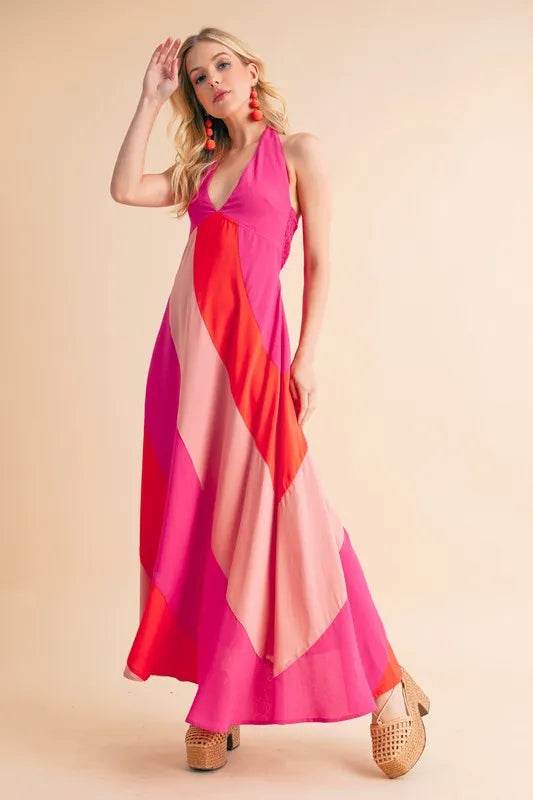 Aemi+Co Color Block Sleeveless Maxi Dress - Bona Fide Fashion
