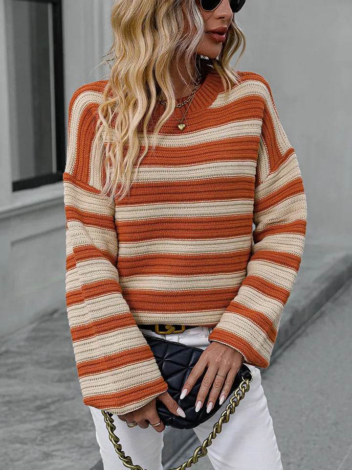 Striped Dropped Shoulder Sweater - Bona Fide Fashion