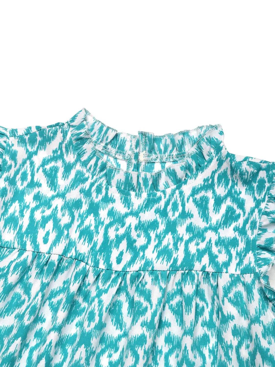 Perfee Printed Frill Sleeveless Mini Dress - Bona Fide Fashion