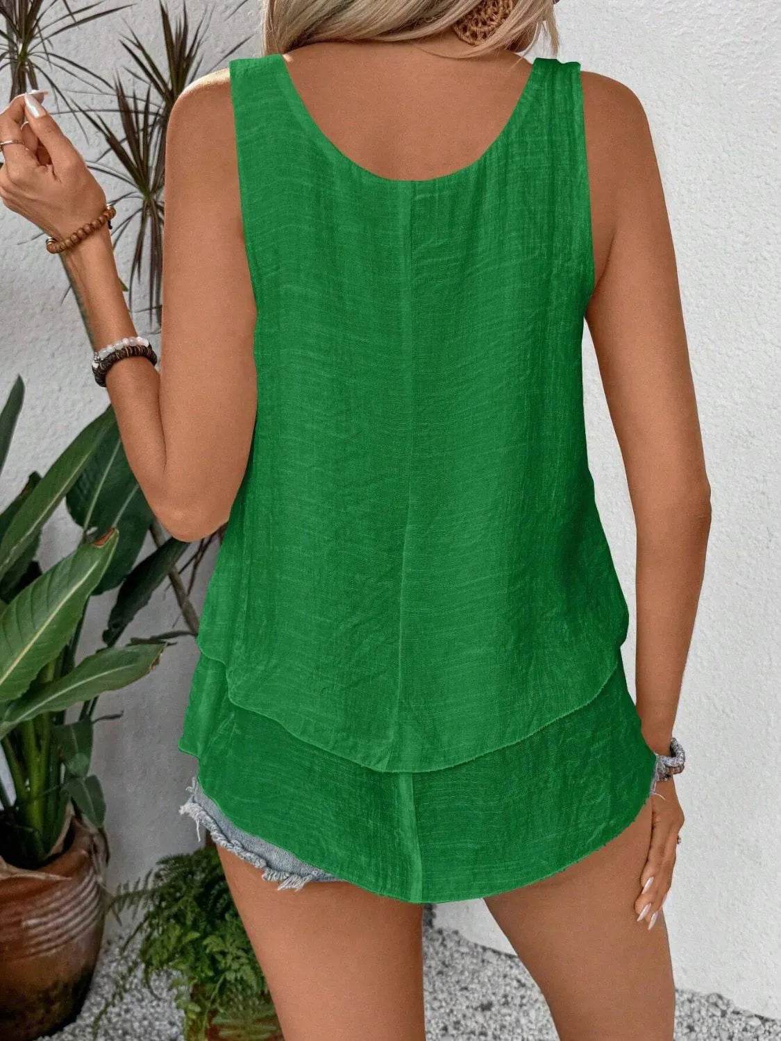 Layered Scoop Neck Wide Strap Tank - Bona Fide Fashion