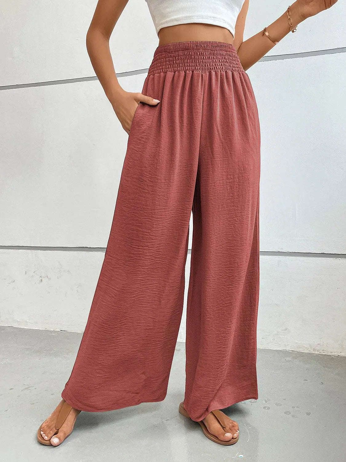 Perfee Wide Leg Pants with Pockets - Bona Fide Fashion