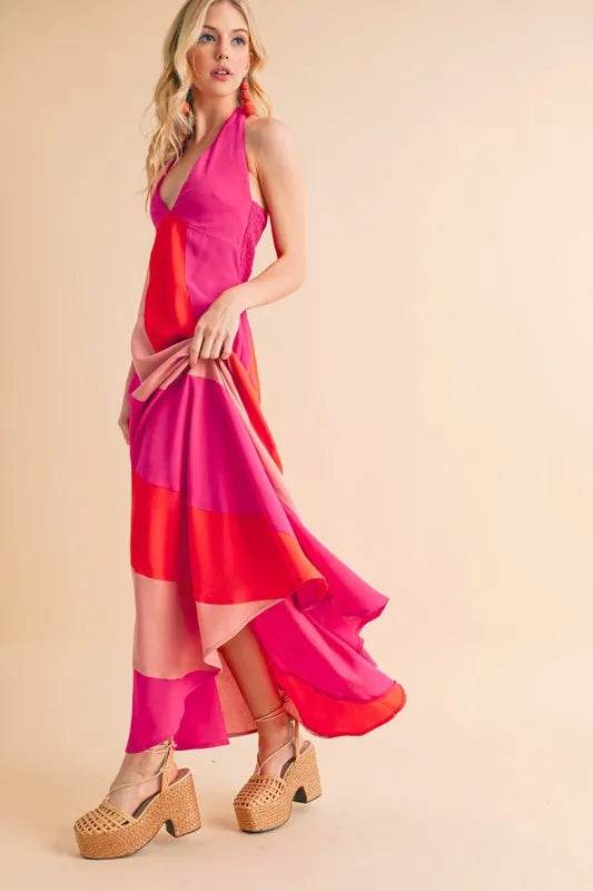 Aemi+Co Color Block Sleeveless Maxi Dress - Bona Fide Fashion