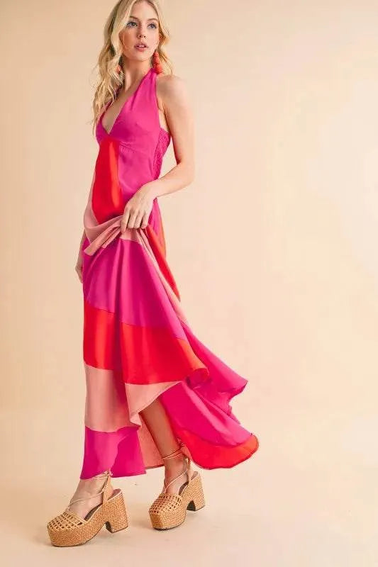 Aemi+Co Color Block Sleeveless Maxi Dress - Bona Fide Fashion