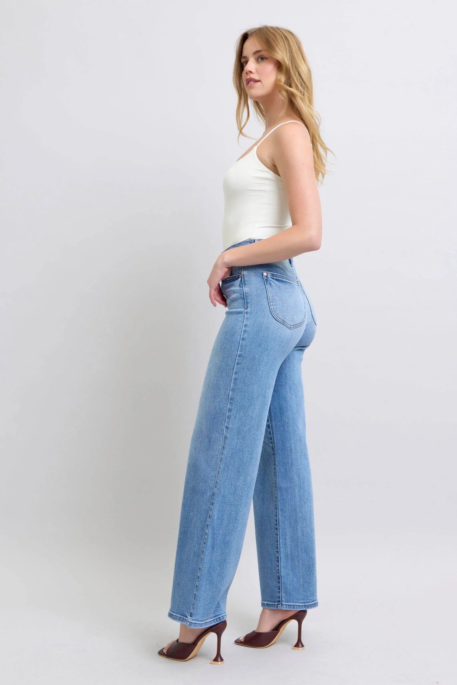 Judy Blue Full Size Wide Leg Jeans with Pockets - Bona Fide Fashion