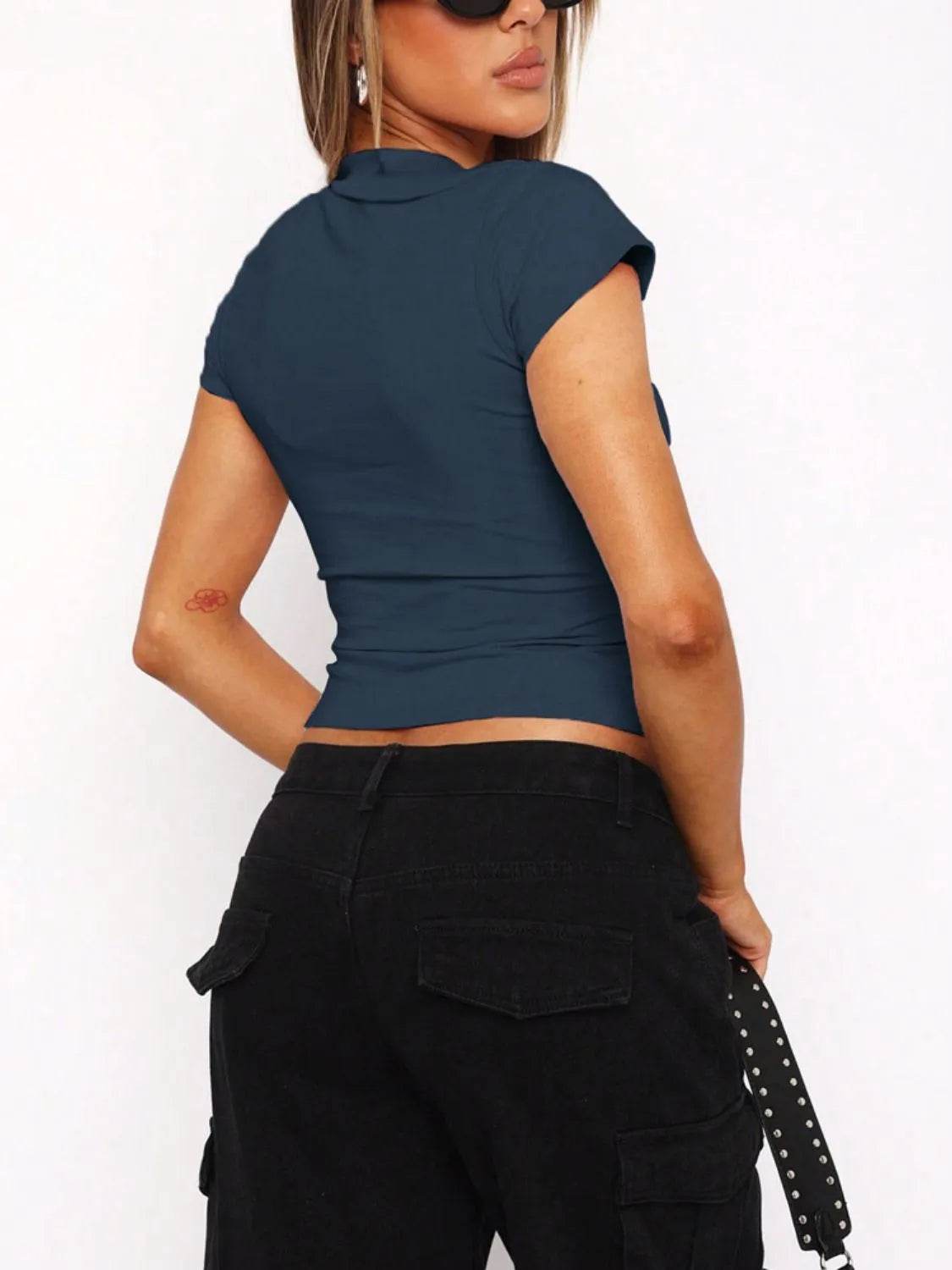 Devine Johnny Collar Short Sleeve T-Shirt - Bona Fide Fashion