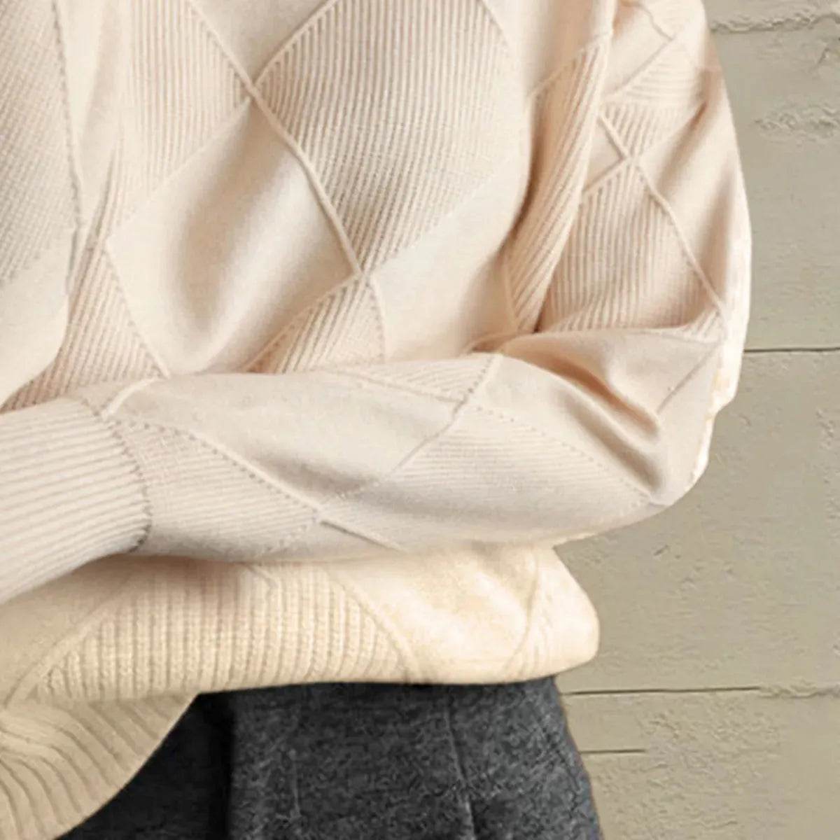 Geometric Turtleneck Long Sleeve Sweater - Bona Fide Fashion