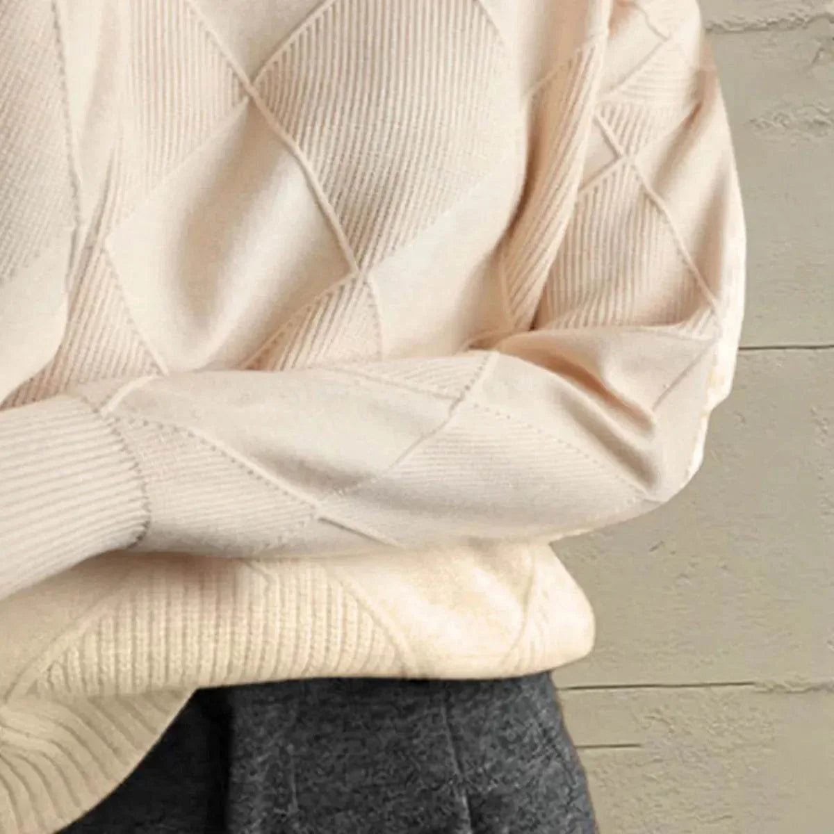 Geometric Turtleneck Long Sleeve Sweater - Bona Fide Fashion
