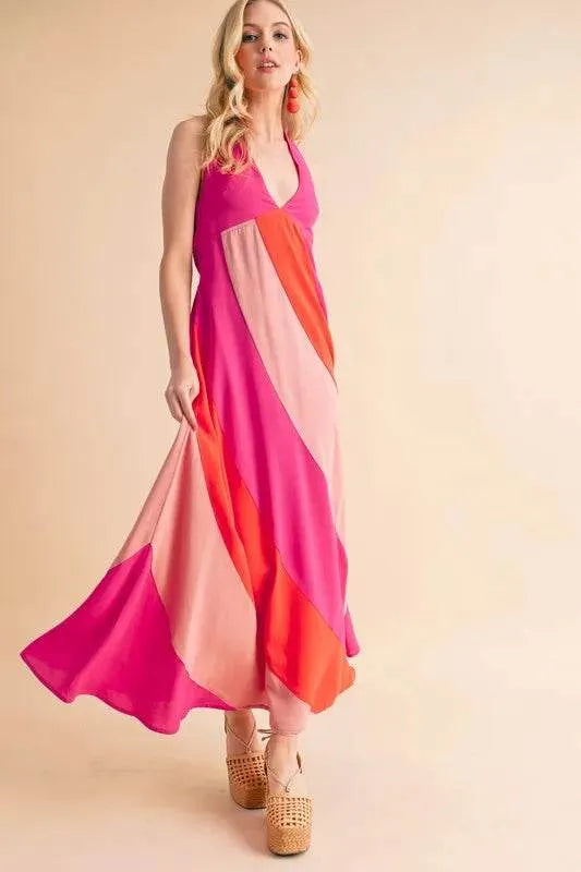Aemi+Co Color Block Sleeveless Maxi Dress - Bona Fide Fashion