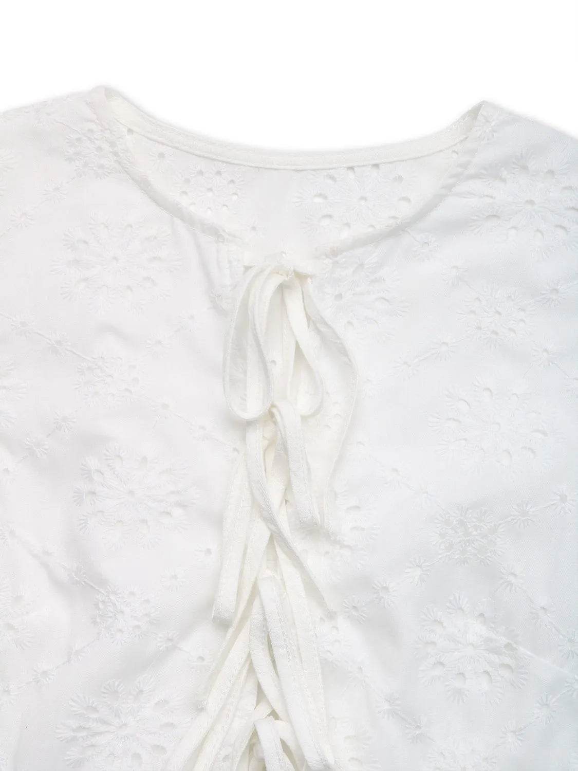 Eyelet Tie Front Sleeveless Mini Dress - Bona Fide Fashion