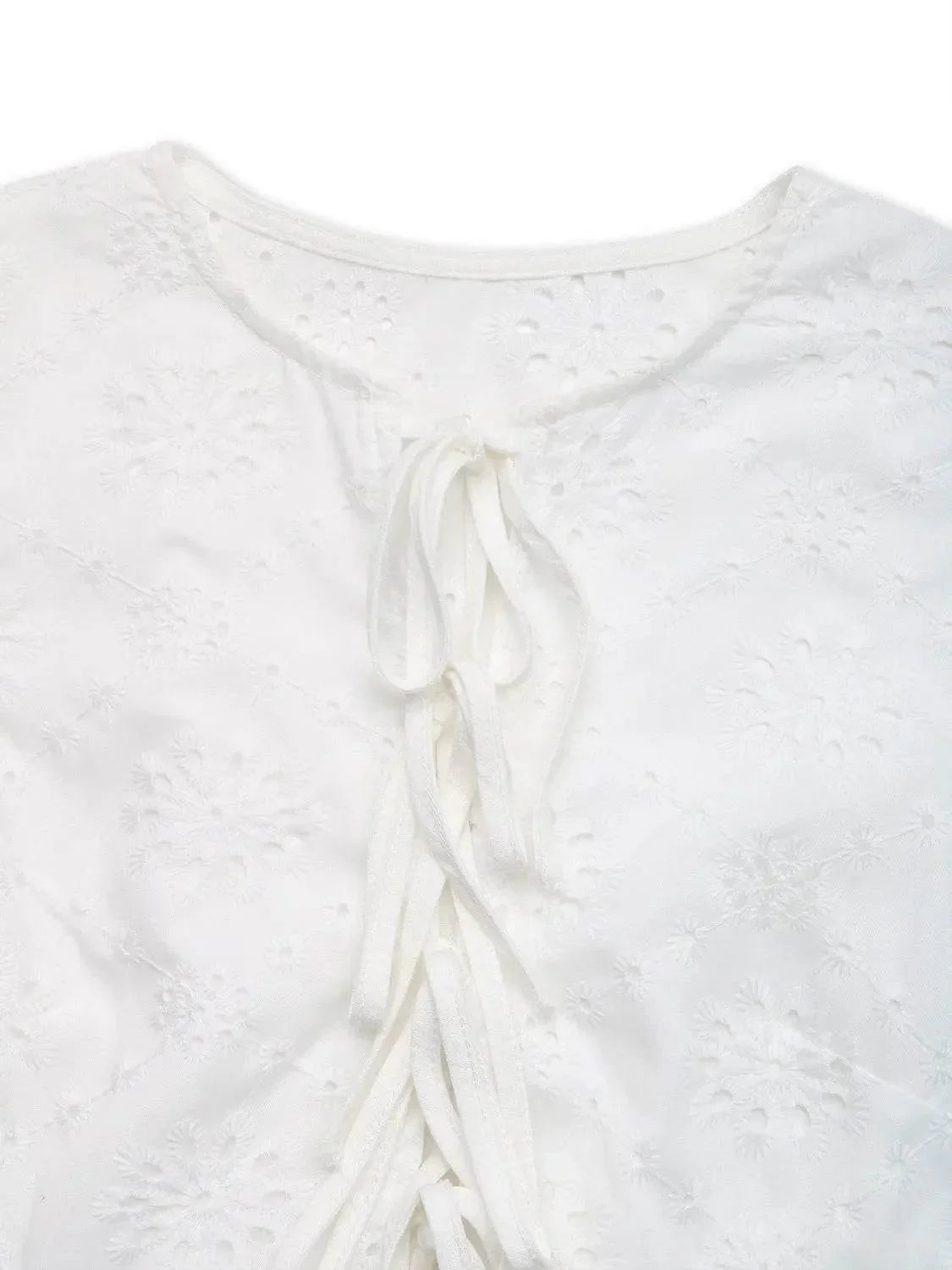 Eyelet Tie Front Sleeveless Mini Dress - Bona Fide Fashion