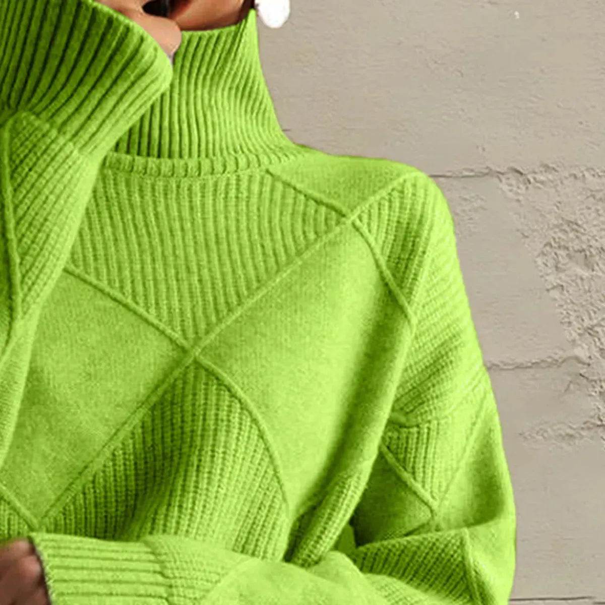 Geometric Turtleneck Long Sleeve Sweater - Bona Fide Fashion