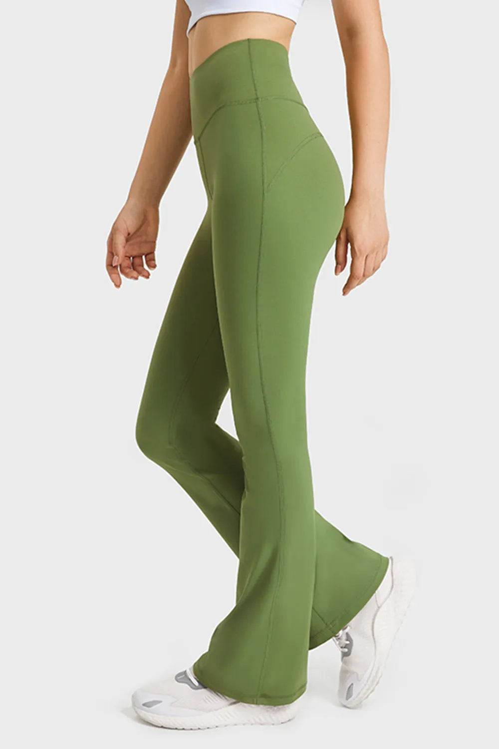 Millennia Elastic Waist Flare Yoga Pants - Bona Fide Fashion