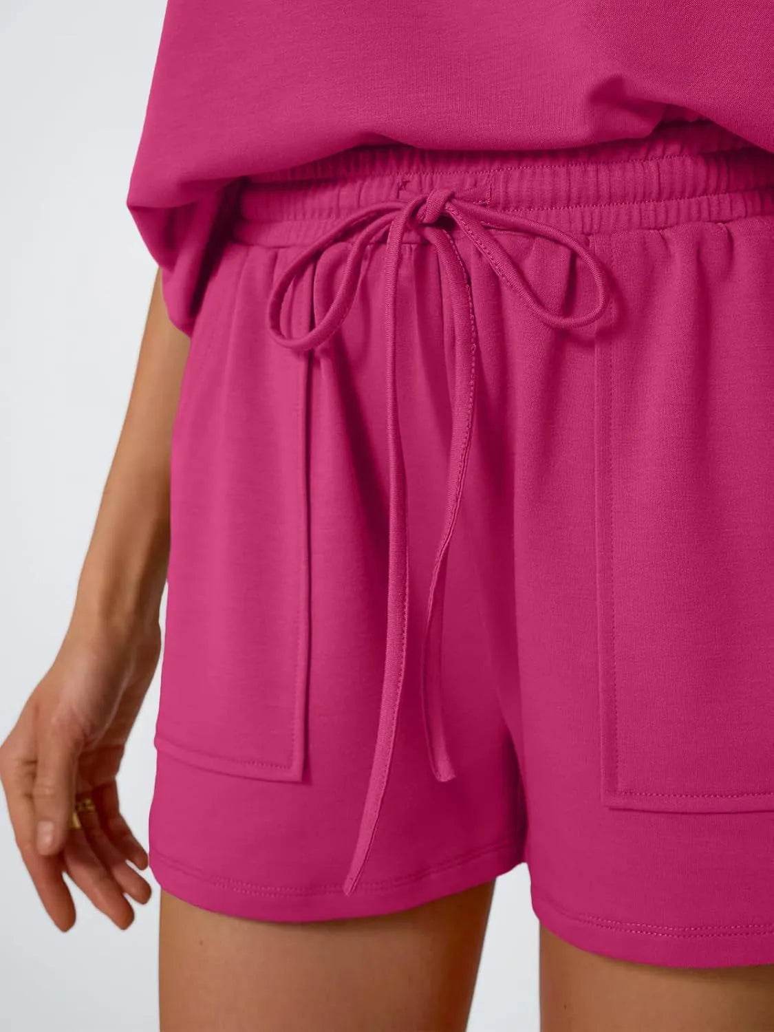 Round Neck Cap Sleeve Top and Shorts Set - Bona Fide Fashion