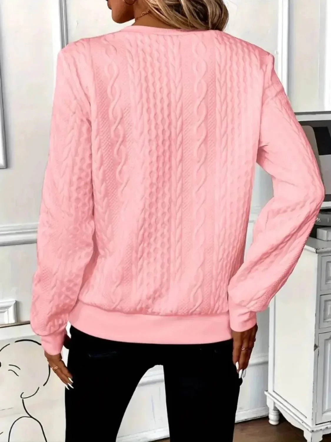 Texture Half Zip Long Sleeve Sweatshirt - Bona Fide Fashion
