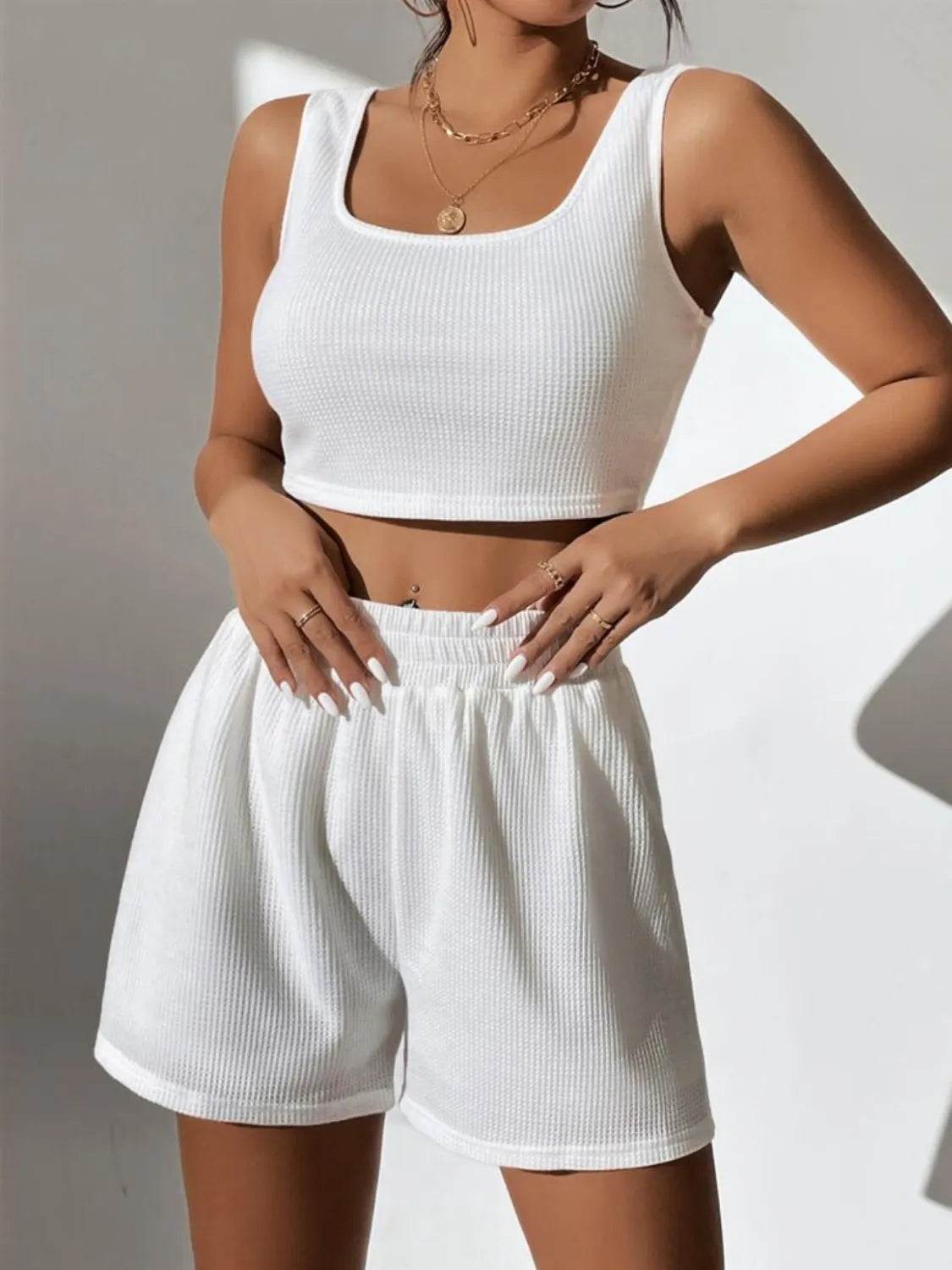 Full Size Wide Strap Tank and Shorts Set Plus Size - Bona Fide Fashion