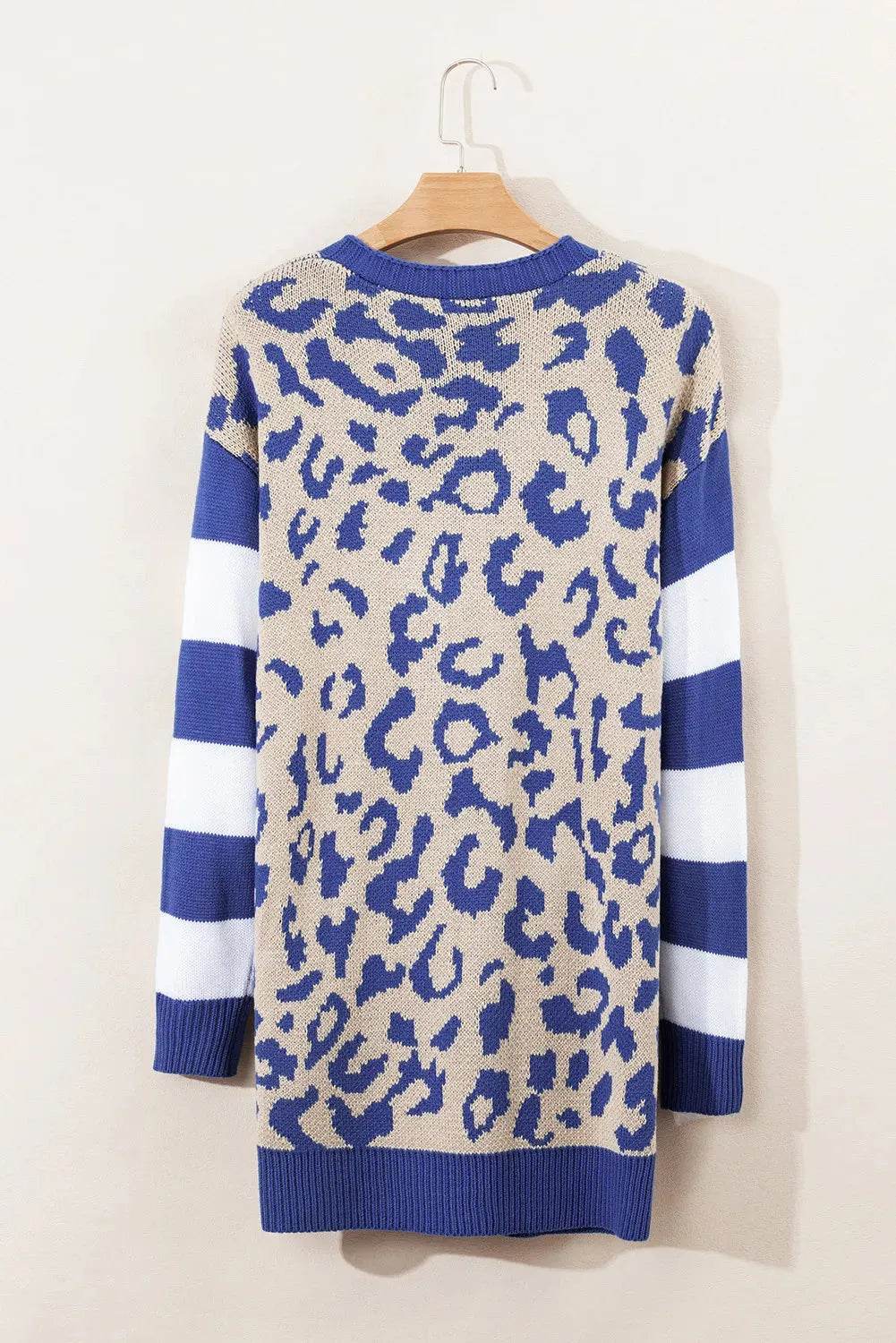 Leopard Open Front Long Sleeve Cardigan - Bona Fide Fashion