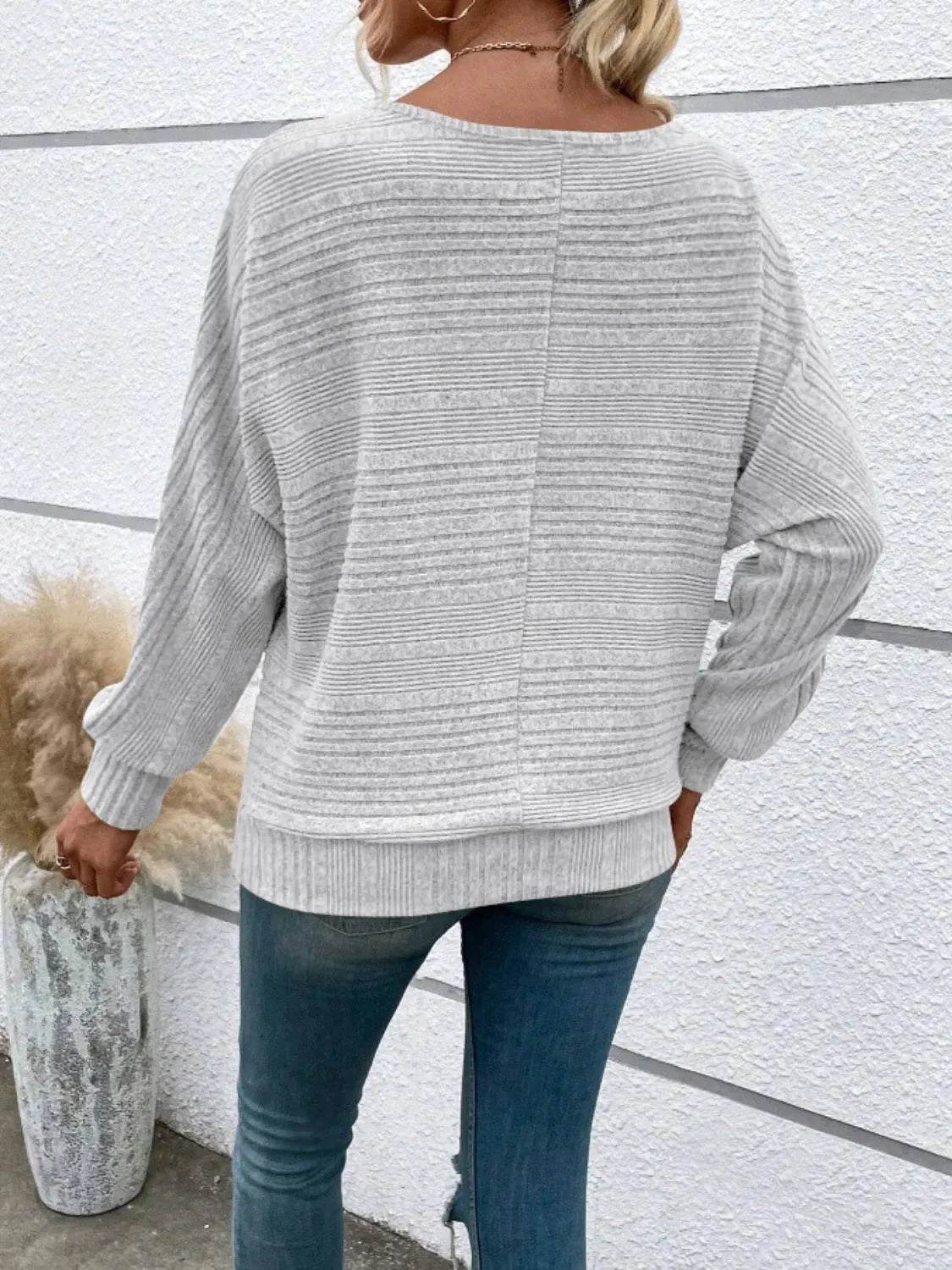 Full Size Round Neck Long Sleeve Top - Bona Fide Fashion
