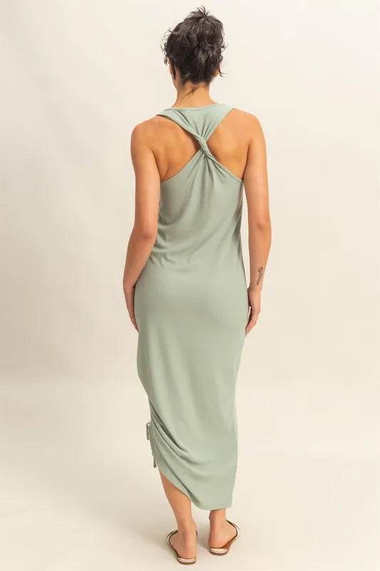 HYFVE Scoop Neck Side Tie Detail Midi Dress - Bona Fide Fashion