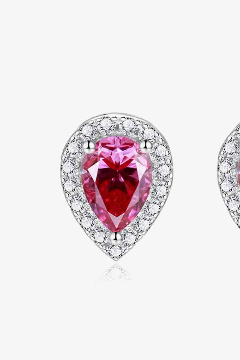 2 Carat Moissanite Teardrop Stud Earrings in Rose - Bona Fide Fashion