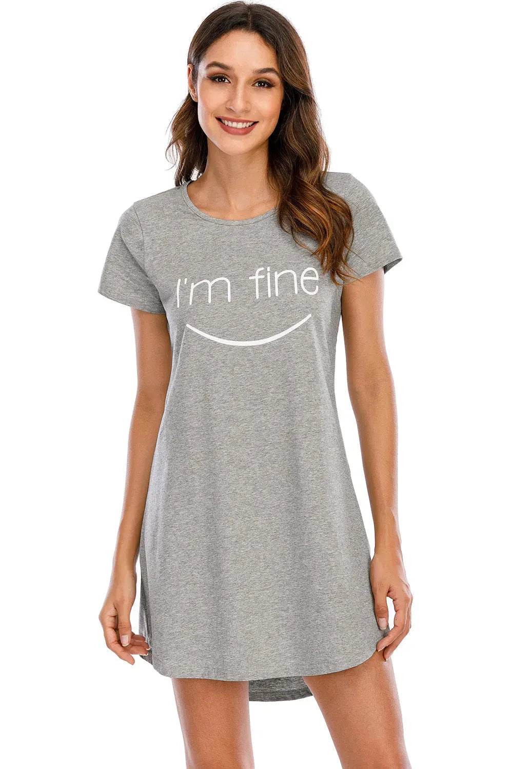 Graphic Round Neck Short Sleeve Lounge Dress - Bona Fide Fashion