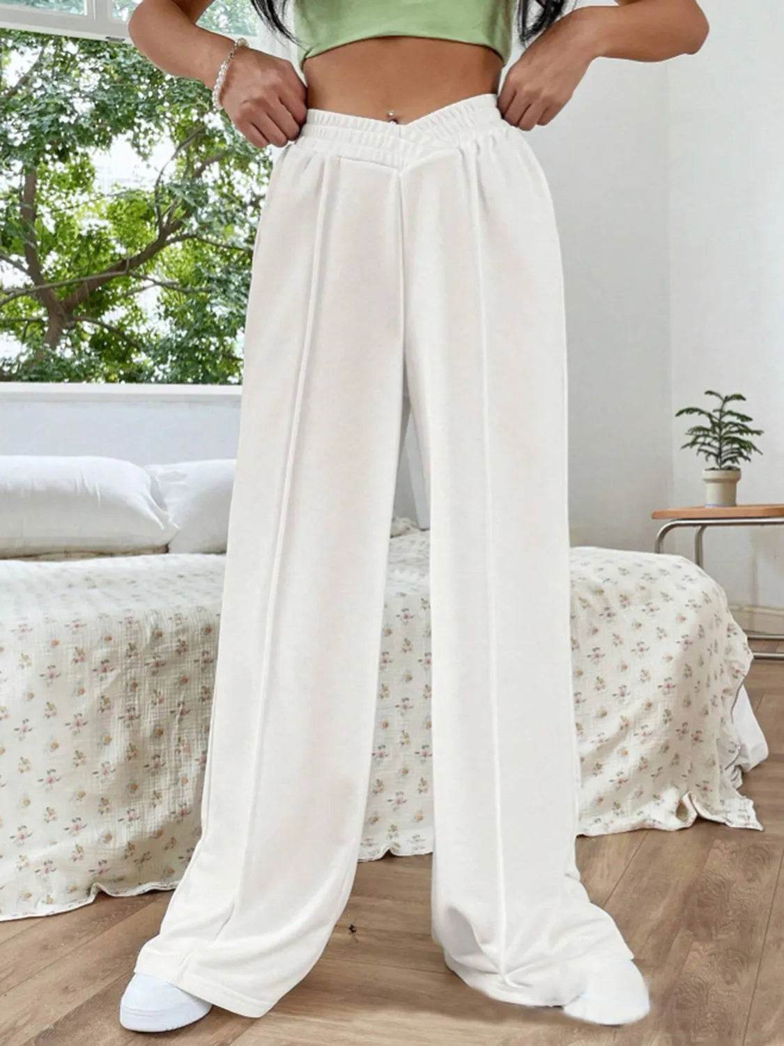 Elastic Waist Wide Leg Pants - Bona Fide Fashion
