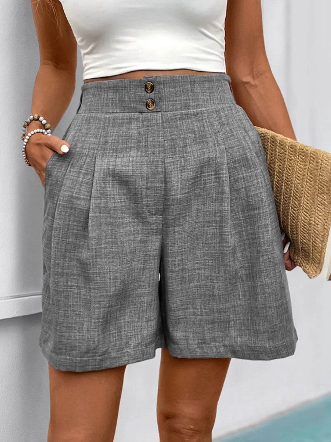 Perfee Frill Shorts with Pockets - Bona Fide Fashion