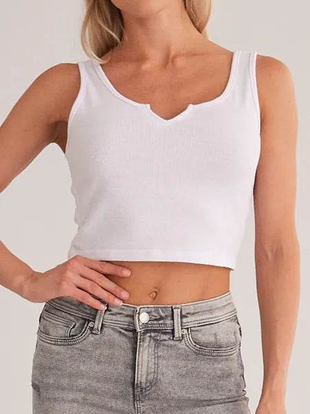 Cropped Split Neckline Knit Tank Top HNYB7L59KN - Bona Fide Fashion