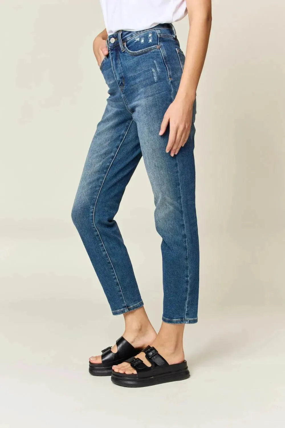 Judy Blue Full Size Tummy Control High Waist Slim Jeans - Bona Fide Fashion