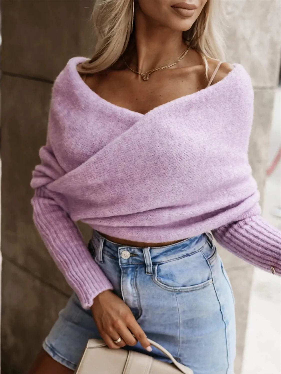 Long Sleeve Cropped Knit Top - Bona Fide Fashion
